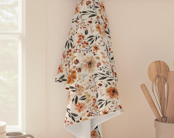 Autumn Floral Kitchen Towel, Cottagecore Fall Decor
