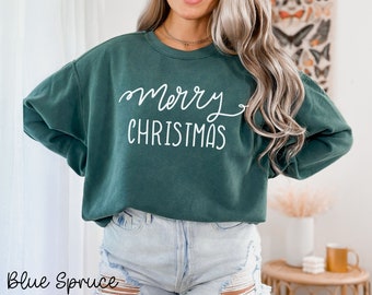 Merry Christmas Comfort Colors sweatshirt Holiday-inspired Merry Christmas Sweater Cozy Christmas Comfort Christmas sweatshirt