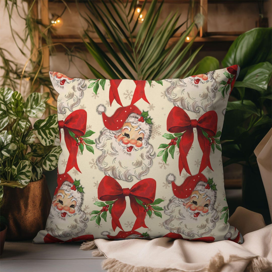 Vintage Santa Christmas Pillow Cover: Retro Holiday Decor - Etsy