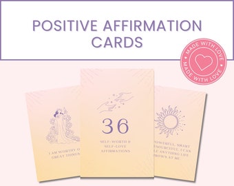 Positive Affirmation Cards, Self Worth, Self Love, Self Esteem, Self Confidence, Positive Quote Cards, Encouragement Notes WCH001
