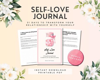 Self Love Journal PDF Printable, 31 Day Self Discovery Journey, Self Esteem Workbook, Confidence Journal for Women, Instant Digital Download
