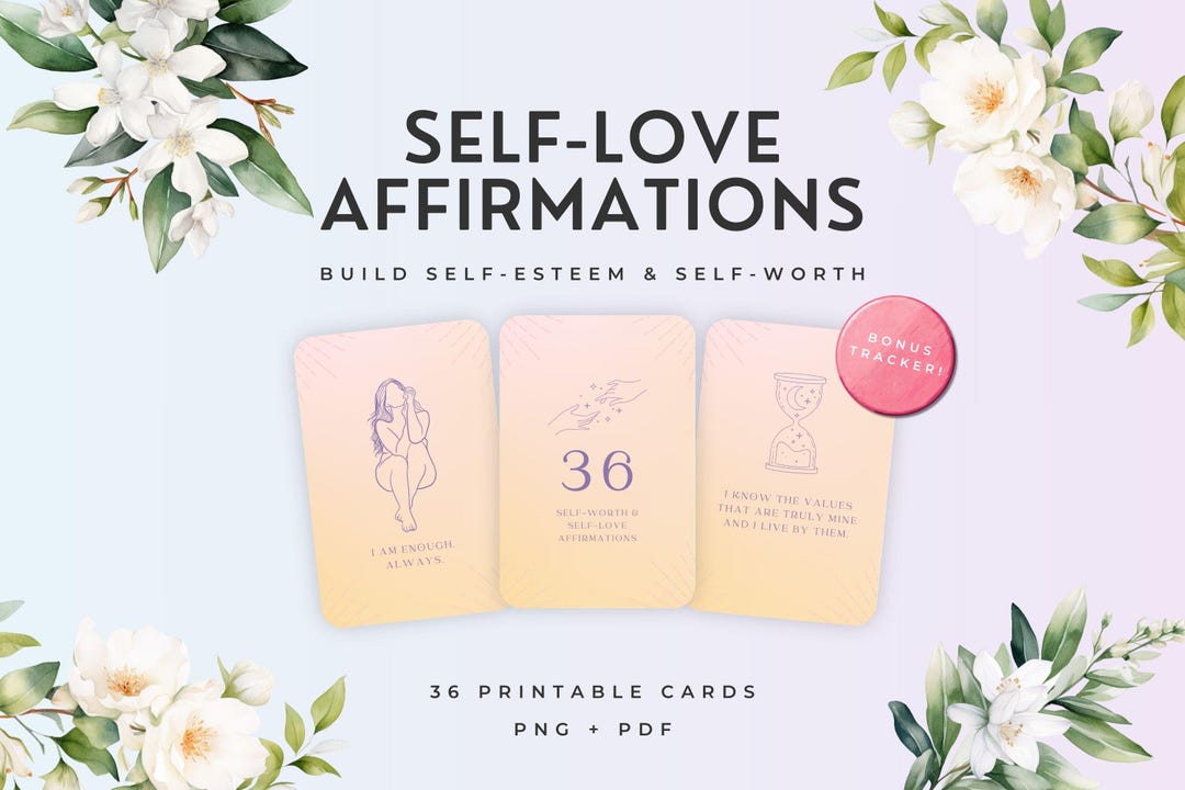 Self Love Affirmation Cards Printable, 36 Positive Affirmation Cards ...