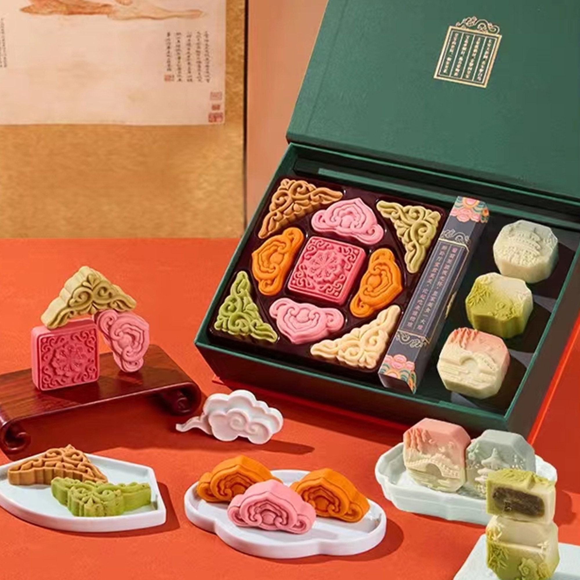 Mooncake Packaging Box Mid-Autumn Mooncake Gift Box High-End Hermes 6/8  Pieces Shi Orange Box Mid-Autumn Festival Custom