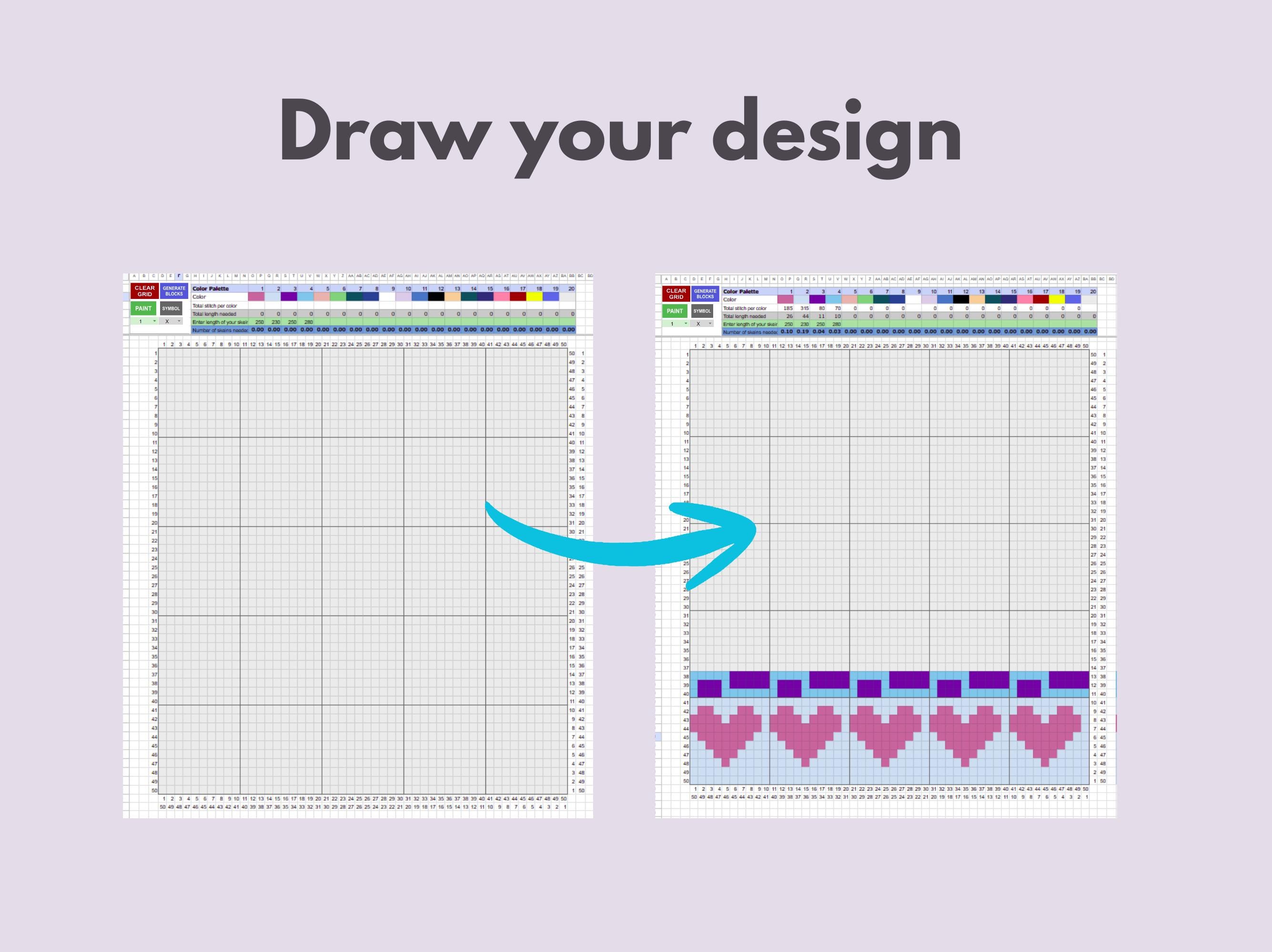 Mosaic Crochet Chart Creator Template, Overlay Pattern Generator Design ...