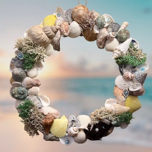 14” Eastern Shores Seashell Wreath  Pearl &Shell Beach Decor, Seashell Wreath, Nautical Decor, Shell Wreath,  Beach Wreath,Seashell Decor