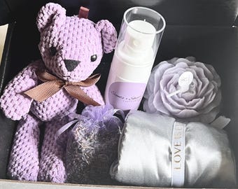 Personalized Lavender gift box, sending a hug box, Self care box, Get well box, Stress relief gift, friendship gift, healing, soothing gift
