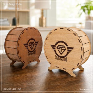 Round Moneybox Laser Cut Files, Laser Cutting Files