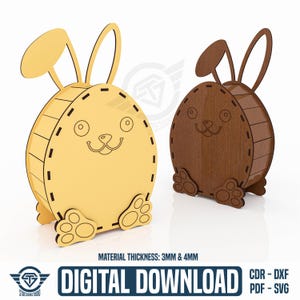 File di taglio laser per salvadanaio di Pasqua a forma di coniglio, file di taglio laser
