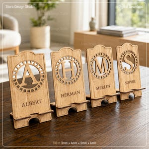 30 Letter Phone Holder Laser Cut Svg Files, Phone Stand Laser Cutting Files