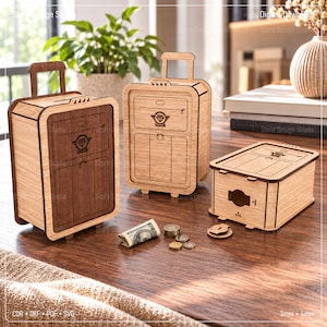 Suitcase Moneybox Laser Cut Files, Laser Cutting Files