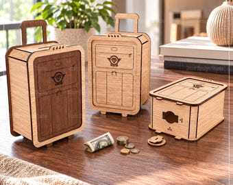 Suitcase Moneybox Laser Cut Files, Laser Cutting Files