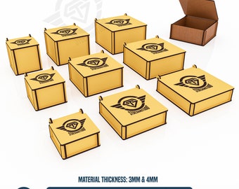 9 Different Size Box Bundle Laser Cut Files, Laser Cutting Files