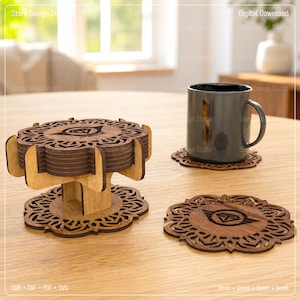 Coaster With Stand Laser Cut Files, Laser Cutting Files