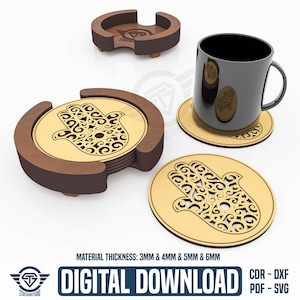 Coaster With Stand Laser Cut Files, Laser Cutting Files