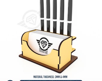 Porta tarjetas de presentación y porta lápices, archivos SVG cortados con láser, archivos de corte láser