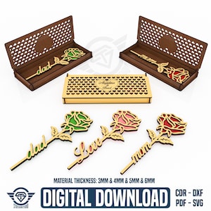 Laser Cut Flowers and Box Svg Files, Laser Cutting Files