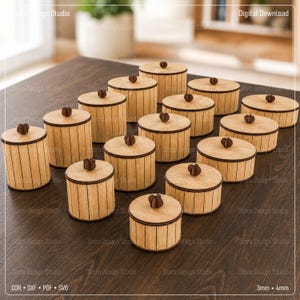 15 Different Size Round Box Bundle Laser Cut Files, Laser Cutting Files