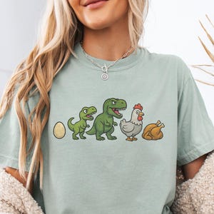 Funny Chicken Dinosaur Evolution T-Shirt, Dino Lover Comfort Colors® Shirt, Prehistoric Humor Top