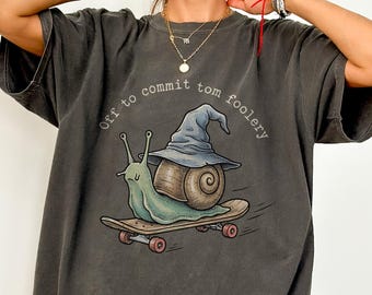 Off to Commit Tomfoolery T-Shirt, Funny Snail Wizard Skateboard Tee, Comfort Colors® Shirt