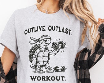 Funny Fitness Turtle T-Shirt: Motivational Gym Workout Tee