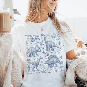 Cute Dinosaur Comfort Colors® Shirt, Prehistoric Animals Tee, Dino Lover Gift, Cretaceous Period Graphic T-Shirt, Fossil Design Top
