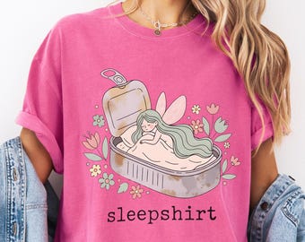 Sleepshirt Fairy in Tin Can T-Shirt, Whimsical Bedtime Art Tee, Dreamy Comfort Colors® Shirt
