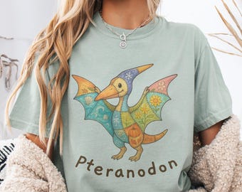 Colorful Pteranodon T-Shirt, Retro Dino Lover Tee, Dinosaur Art Comfort Colors® Shirt