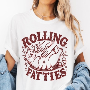 Rolling Fatties Cat Lover T-Shirt - Funny Chubby Kitty Graphic Tee, Gift for Cat Owners, Cute Cat Mom Shirt