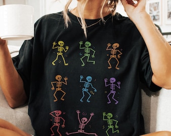 Funny Dancing Skeletons Comfort Colors Shirt: Spooky Halloween Tee