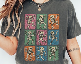 Funny Dancing Skeleton Shirt: Spooky Season Comfort Colors® Tee
