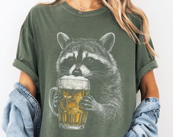 Raccoon Drinking Beer T-Shirt, Funny Trash Panda Tee, Craft Brew Lover Shirt, Oktoberfest Apparel