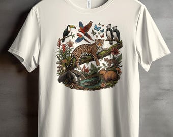 Rainforest Wildlife Kids Shirt, Tropical Jungle Animals Youth Tee, Nature Explorer T-Shirt