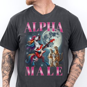 Alpha Male Unicorn T-Shirt, Funny Vintage Animals 90s Tee, Cool Men&#39;s Gift, Comfort Colors T-Shirt