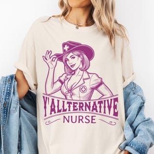 Yallternative Nurse Shirt For Women, Cute Western Nursing Top, Unique Gift For Nurses, Cowgirl Graphic Tee