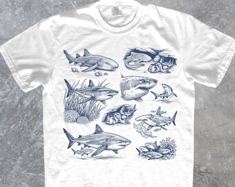 Vintage Shark Shirt, Marine Biology Ocean Life Tee, Coastal Wildlife Top, Nature Lover T-Shirt