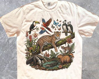 Rainforest Wildlife T-Shirt, Tropical Jungle Animals Tee, Exotic Nature Lover Shirt