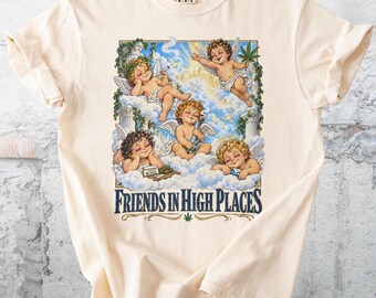 Friends in High Places Cherub T-Shirt, Stoned Angel Art, Comfort Colors® Cotton Tee