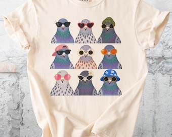 Funny Pigeon Graphic T-Shirt, Urban Bird Art, Comfort Colors® Cotton Tee
