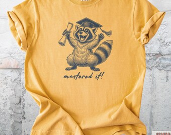 Mastered It T-Shirt, Funny Raccoon Graduation Shirt, Vintage Masters Degree Graphic Tee