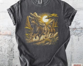 Running Hyena Graphic T-Shirt, Vintage African Wildlife Tee, Safari Lover Comfort Colors® Shirt