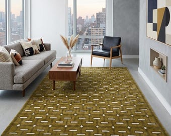 Mid Century Geometric Area Rug, Modern Hand Tufted Wool Rug, Handmade Carpet For Contemporary Living Room And Luxury Floor Decor