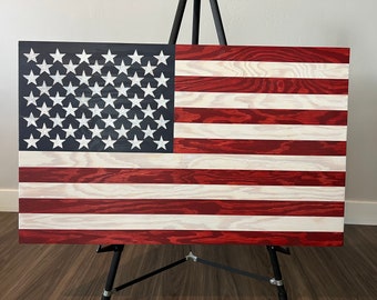 Wooden American Flag Traditional Colors