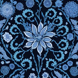 Intricate blue mandala-style Printable Wall Art