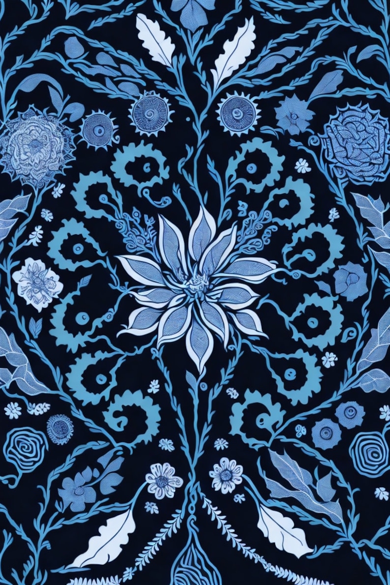 Intricate Blue Mandala-style Printable Wall Art - Etsy