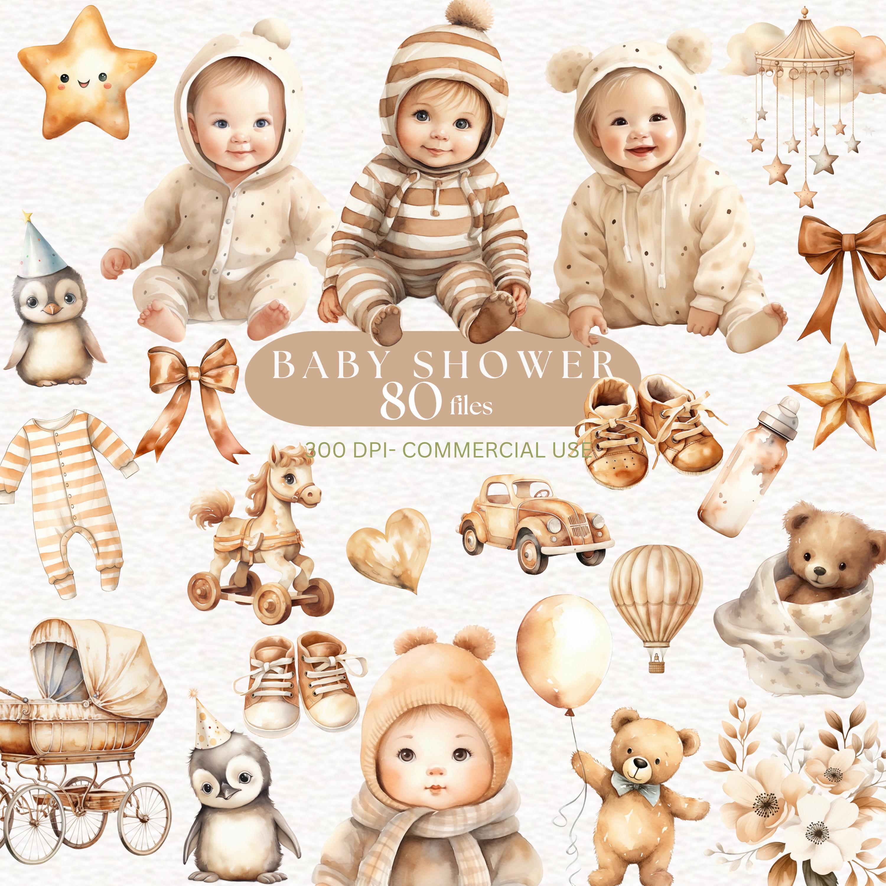 80 Baby Shower Clipart Neutral Baby Shower Watercolor Baby Shower PNG ...