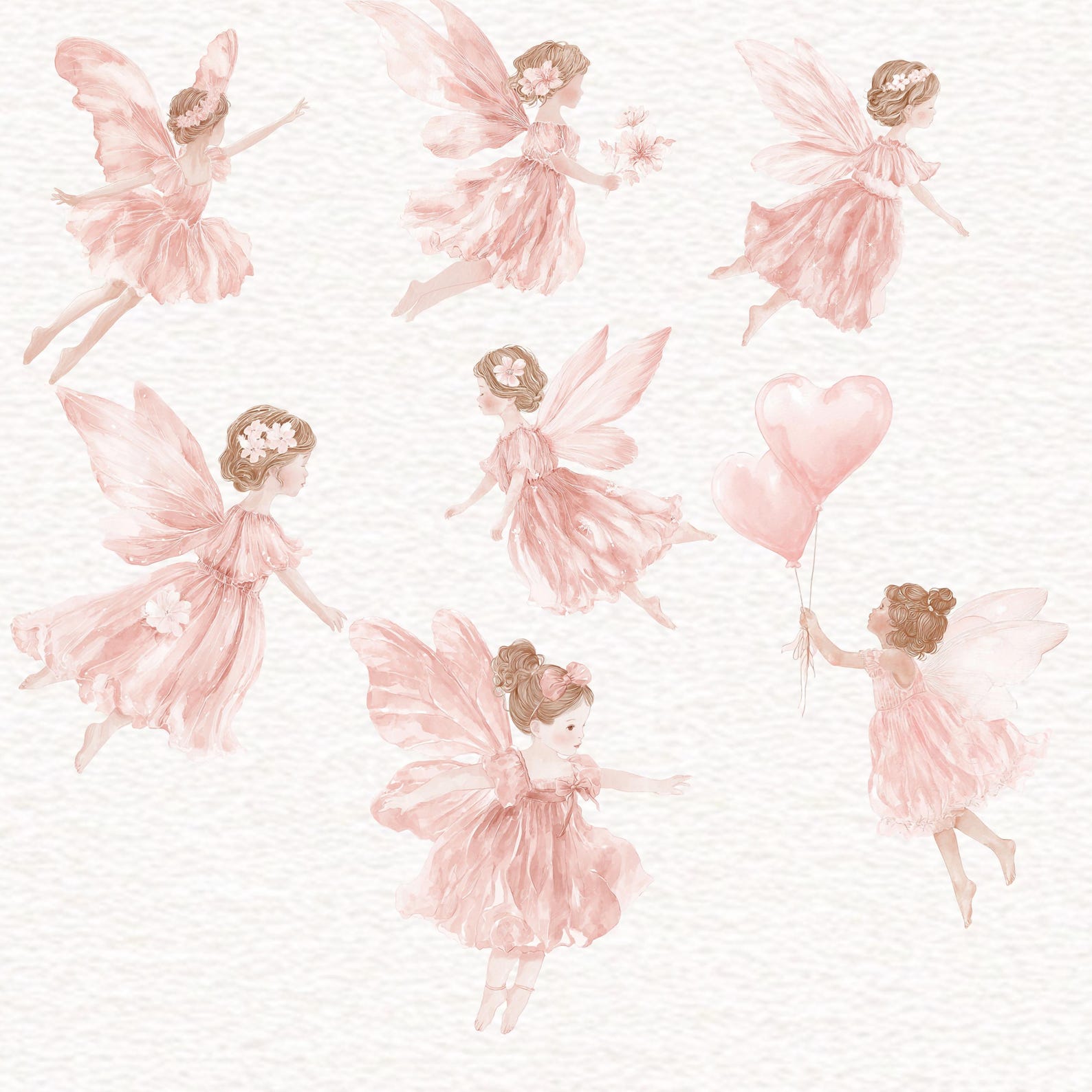 Watercolor Pink Fairy Garden Clipart Fairies Image Cute Little Girl ...