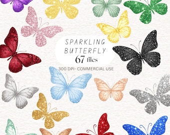 Sparkling Butterfly clipart Silver Butterfly Butterflies Chrome Clipart Colorful nature image Gold glitter Butterfly Silhouettes PNG