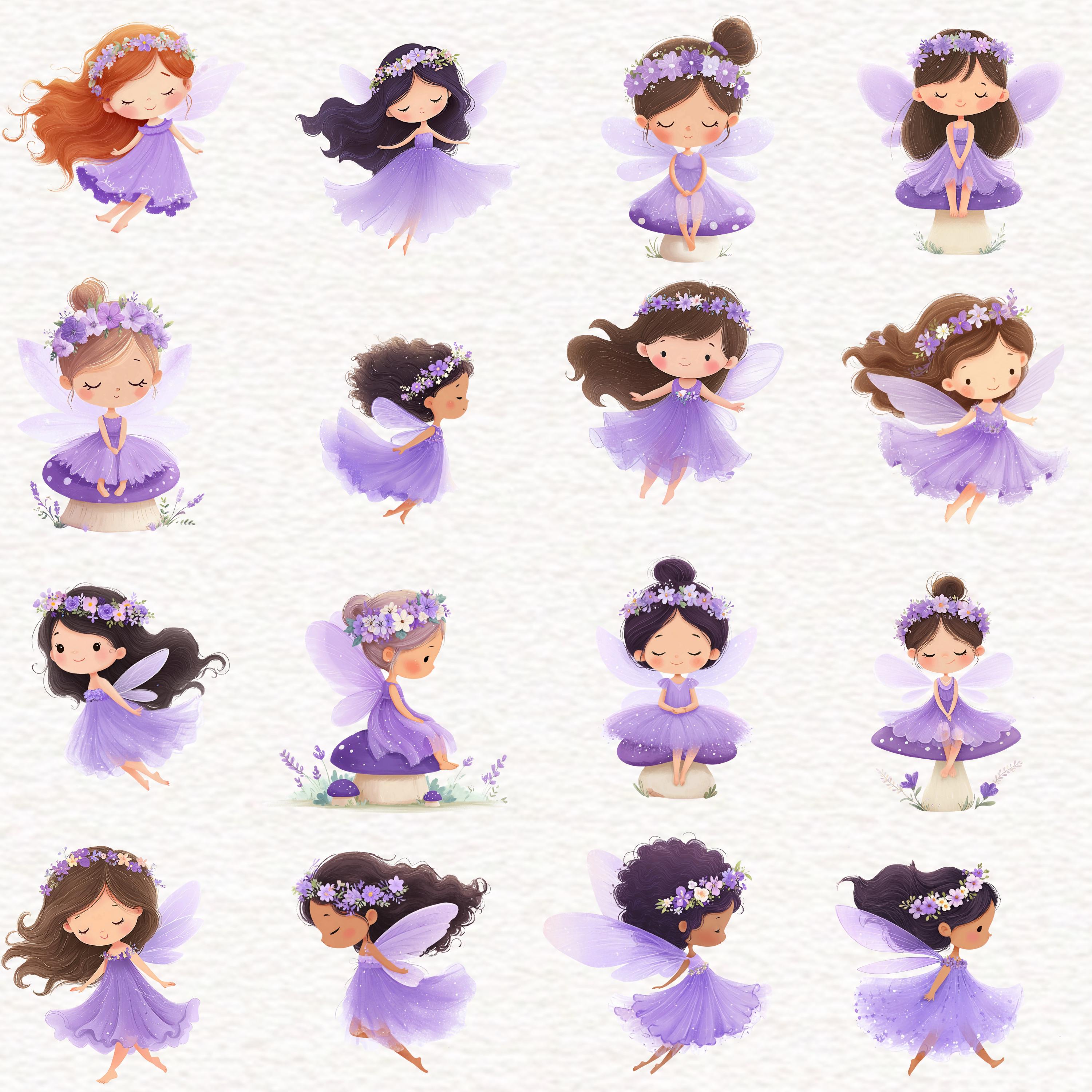Purple Fairy Clipart Lilac Fairies Png Watercolor Cute Little Girl ...