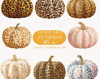 Leopard Pumpkin Clipart Watercolor Halloween Pumpkin PNG Leopard Print Pumpkin Image all Thanksgiving Cheetah Designs Digital Download