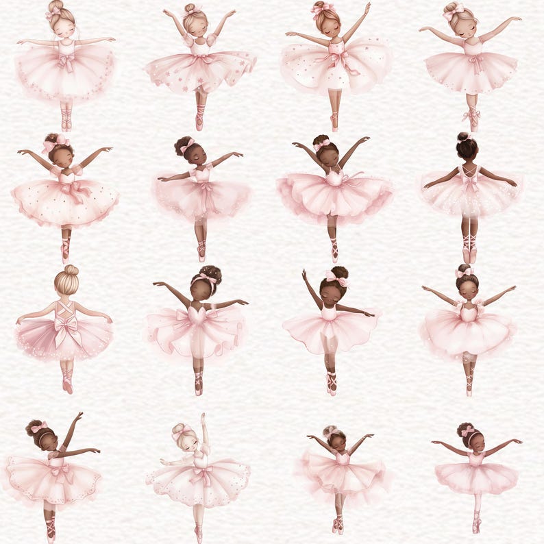 Pink Ballerina Clipart Cute Ballet Watercolor PNG Light Pink Floral ...